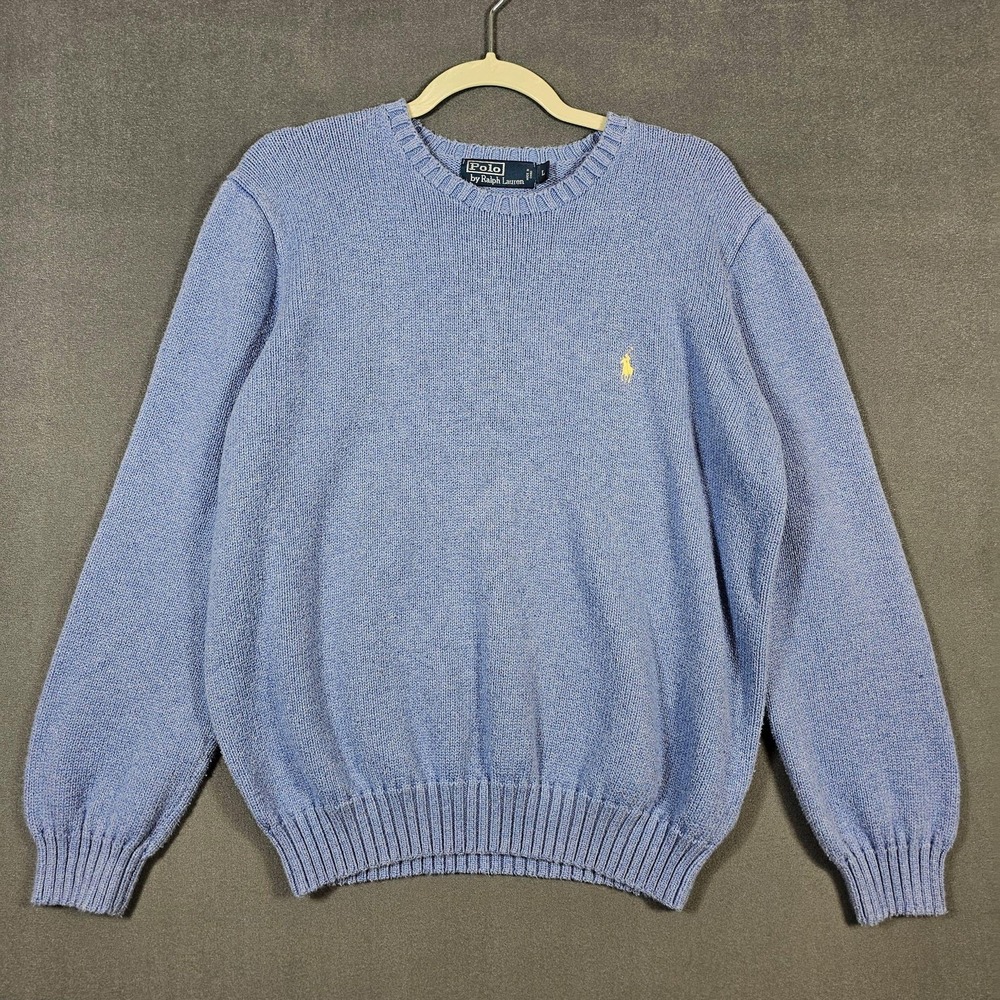 Polo Ralph Lauren Sweater Mens Large Blue Crewneck Pullover Knit Preppy